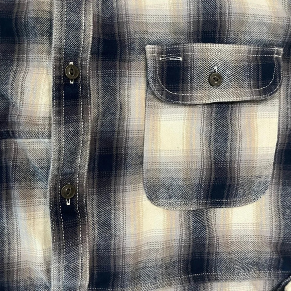 [L] Treasure&Bond Trim Fit Blue Gray Plaid Cotton LS Button Shirt - Picture 3 of 9